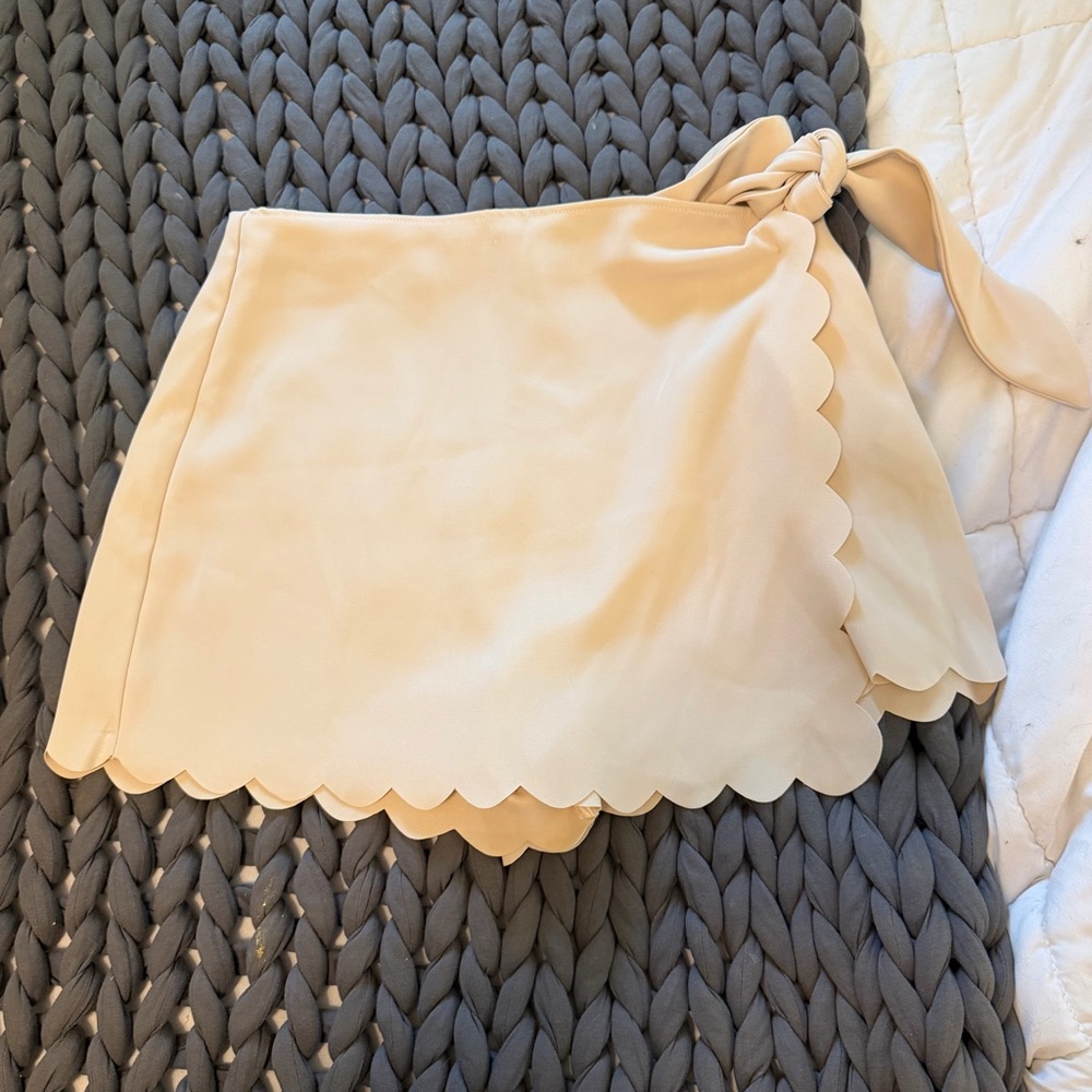 Tularosa Scallop Wrap Mini Skort in Cream